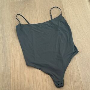 Skims Dark Gray Spaghetti Strap Bodysuit